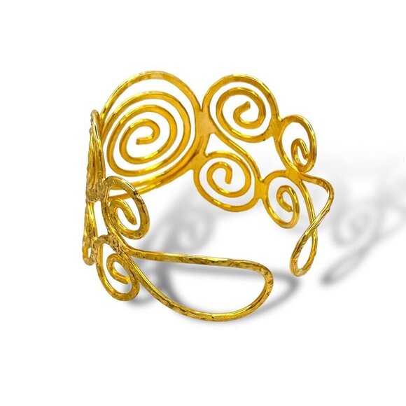 NWT Gold Upper Arm Cuff Armlet Armband Forearm Bangle Bracelet - Picture 5 of 12